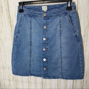 🍋 A New Day button front jean skirt with pockets